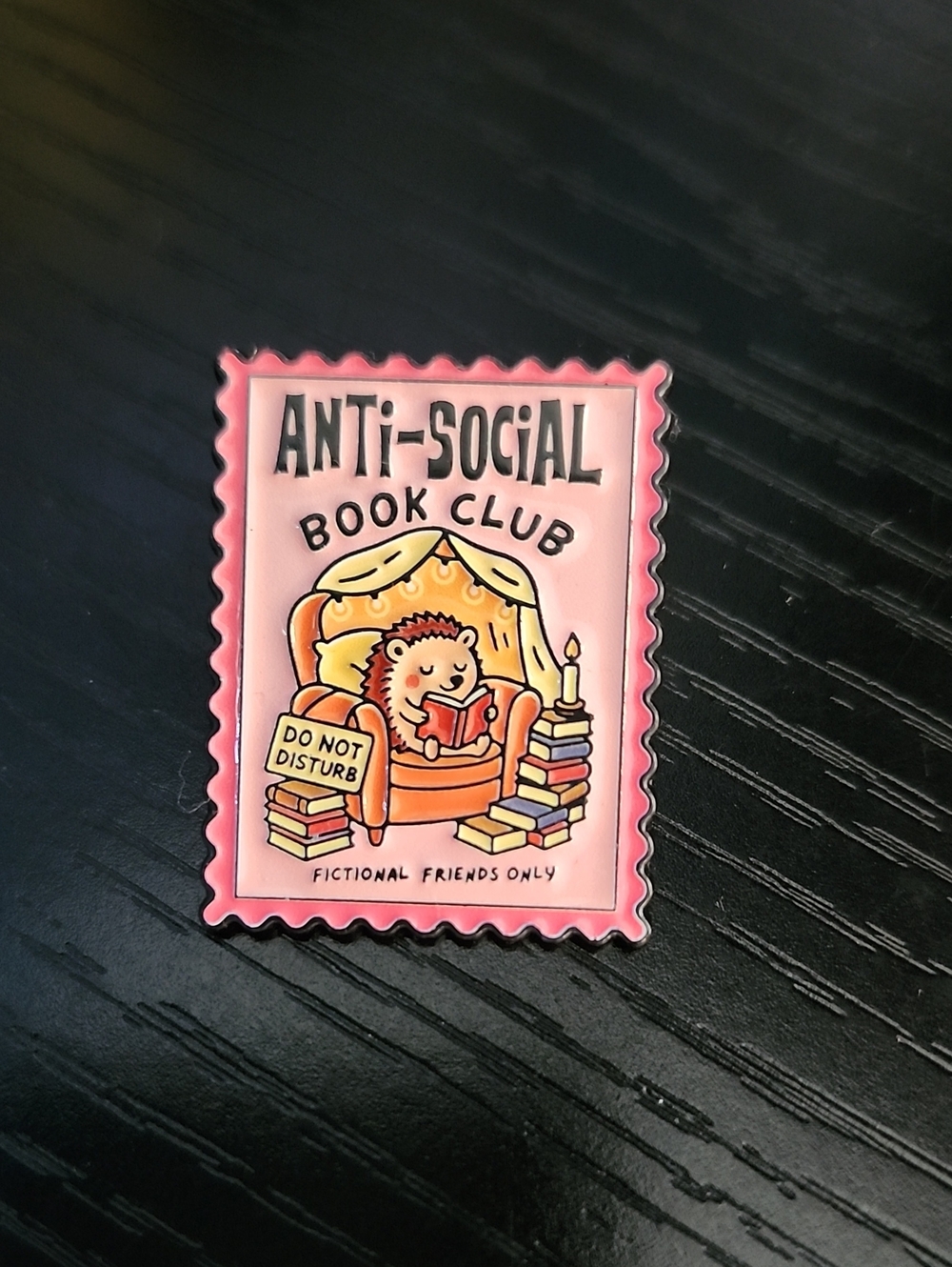 Anti-Social Book Club Enamel Pin - Pink